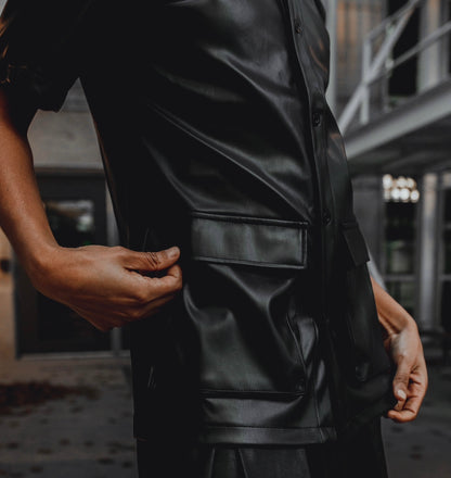 Black Leather button-up