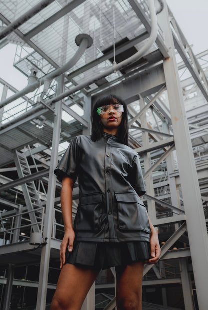 Black Leather button-up